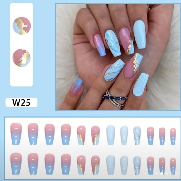 Blue Marble Press-on Nail Set - Picture 2 of 4